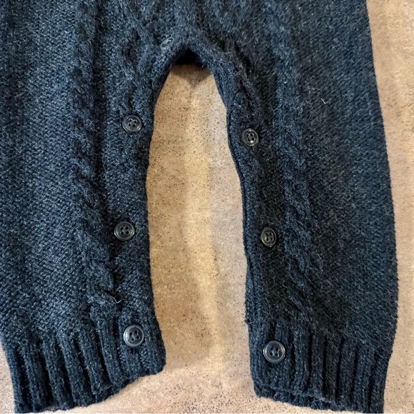 OshKosh B'Gosh Baby Cable Knit Charcoal Hooded Coverall, Size 12M - Picture 3 of 8